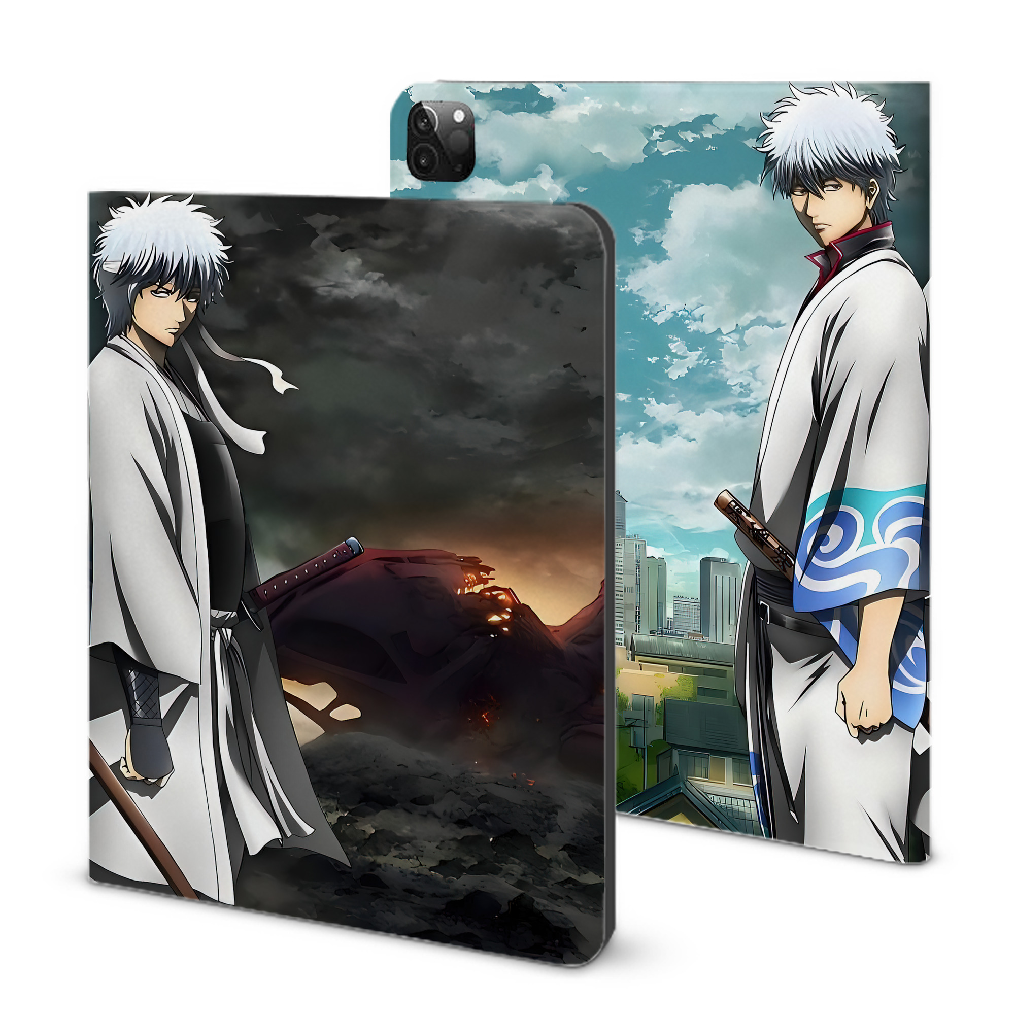 （画像用） ぎんたま 坂田銀時（さかたぎんとき） 神楽 志村新八（しむら しんぱち） GINTAMA Sakata Gintoki Kagura Shimura Shinpachi IPadケース ペンホルダー付き ブックスタイルデザイン